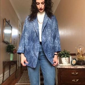 Jean print vintage 80s cardigan/jacket